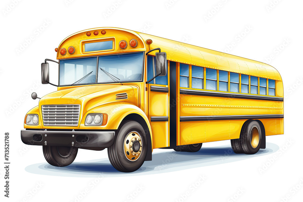 Illustration of yellow school bus isolated on white background Illustration of yellow school bus isolated on white background