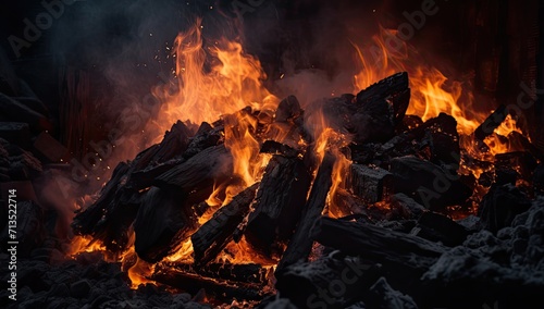 flaming wood or coal