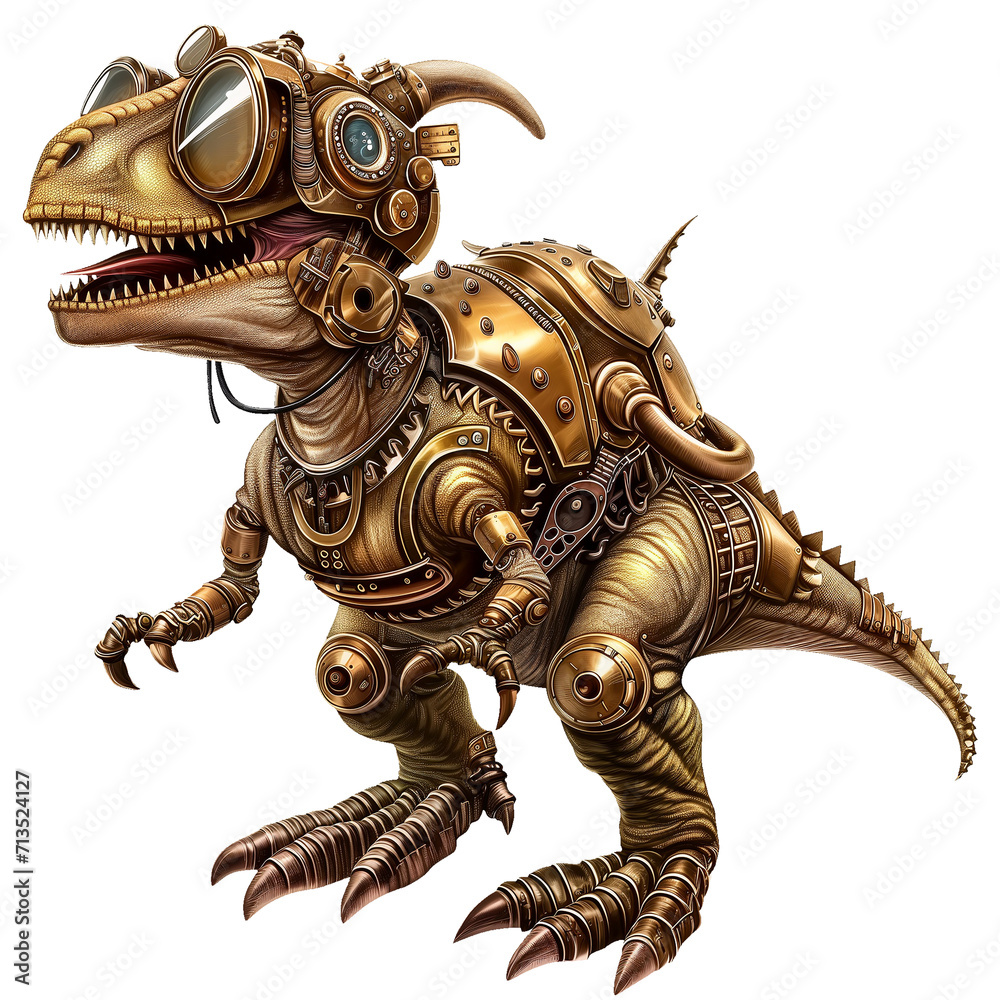 Fototapeta premium Illustration of dinosaur png in steampunk style