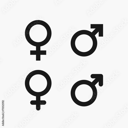 Male and female symbol set. Gender icon in trendy flat style. Vector illustration