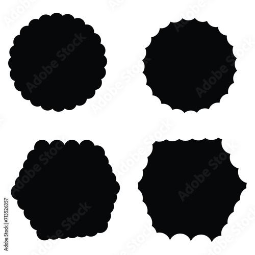 Zigzag edge square, Zig-zag circle collection in black color. sharp and rounded waves edge. Sale and big set of red zig-zag circle sticker, Sale and discount template sticker. Red salelabels isolated. photo