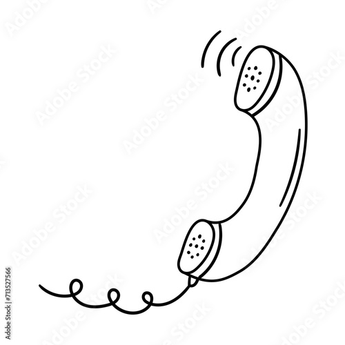 Handset vector icon in doodle style. Symbol in simple design. Cartoon object hand drawn isolated on white background.