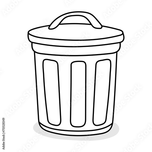 Trash can vector icon in doodle style. Symbol in simple design. Cartoon object hand drawn isolated on white background.