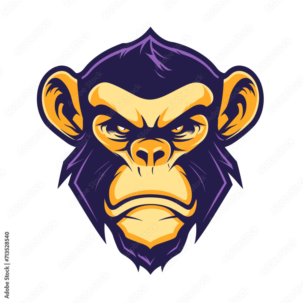 Esport vector logo monkey, gorilla, chimpanzee, icon, vector, sticker, head