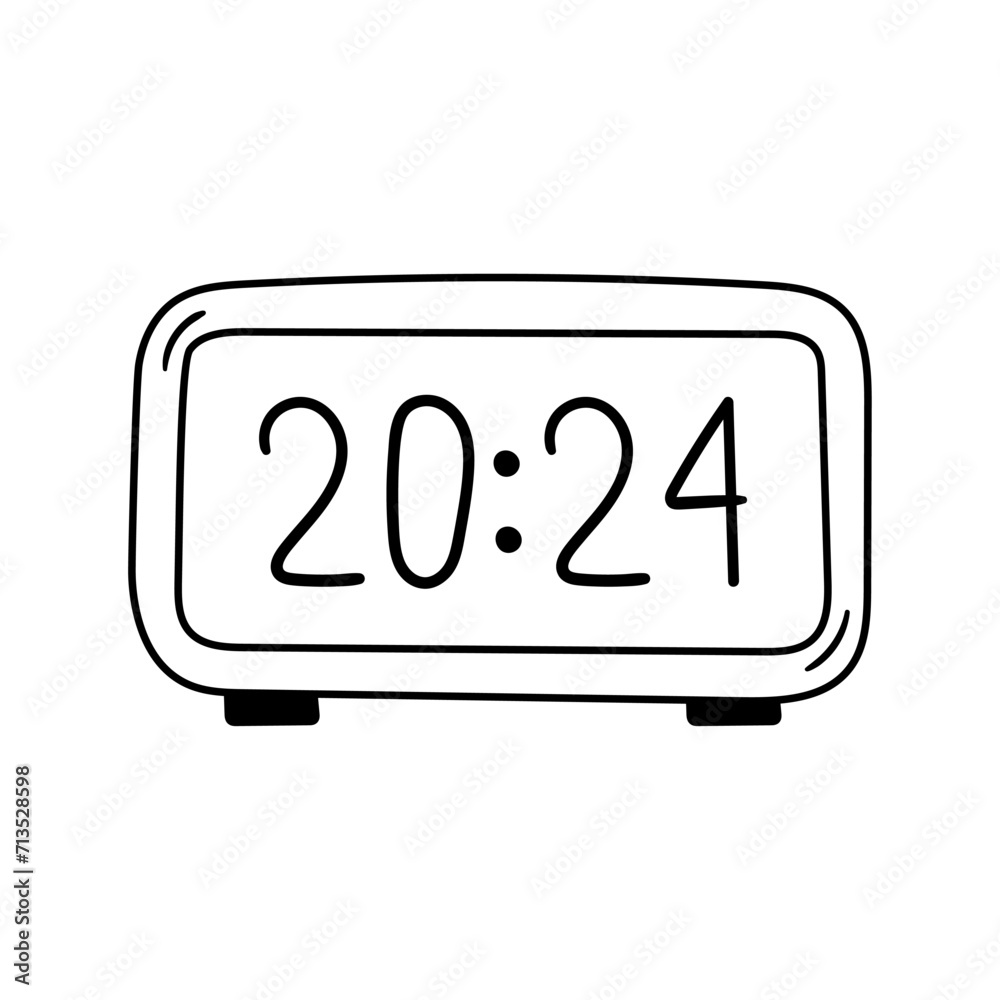 Digital Watch 2024 vector icon in doodle style. Symbol in simple design. Cartoon object hand drawn isolated on white background. Digital Watch 2024 vector icon in doodle style. Symbol in simple design. Cartoon object hand drawn isolated on white background.