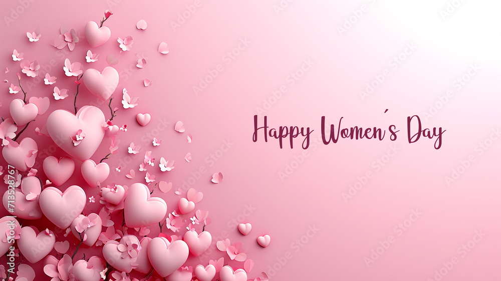 Decorative Pink Women’s Day Banner - Pink hearts
