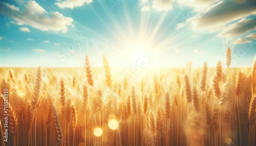 Golden Wheat Field at Sunrise, Agriculture Concept