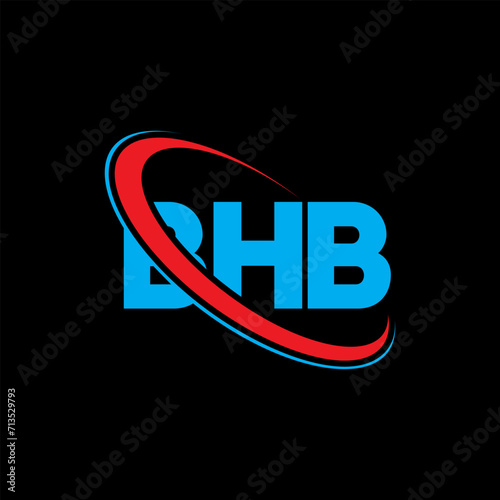 BHB logo. BHB letter. BHB letter logo design. Initials BHB logo linked with circle and uppercase monogram logo. BHB typography for technology, business and real estate brand. photo