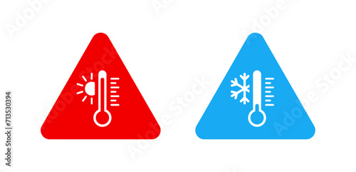 Heat and cold warning weather sign
