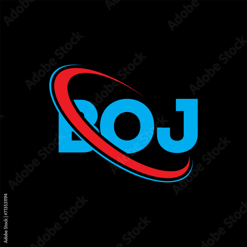 BOJ logo. BOJ letter. BOJ letter logo design. Initials BOJ logo linked with circle and uppercase monogram logo. BOJ typography for technology, business and real estate brand.