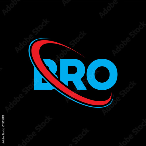 BRO logo. BRO letter. BRO letter logo design. Initials BRO logo linked with circle and uppercase monogram logo. BRO typography for technology, business and real estate brand.