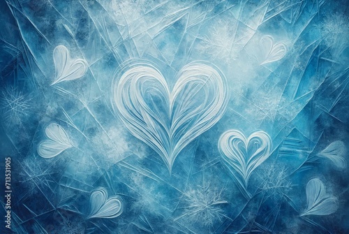Abstract Ice Heart Illustration, Winter Love Concept © Skyfe