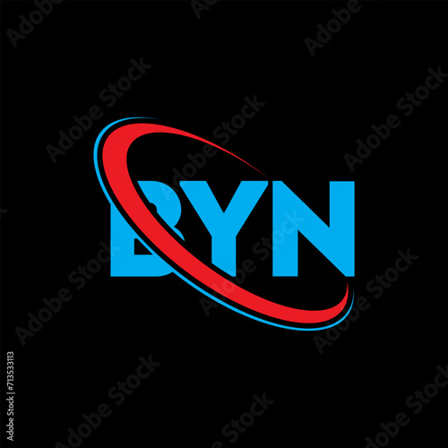 BYN logo. BYN letter. BYN letter logo design. Initials BYN logo linked with circle and uppercase monogram logo. BYN typography for technology, business and real estate brand. photo