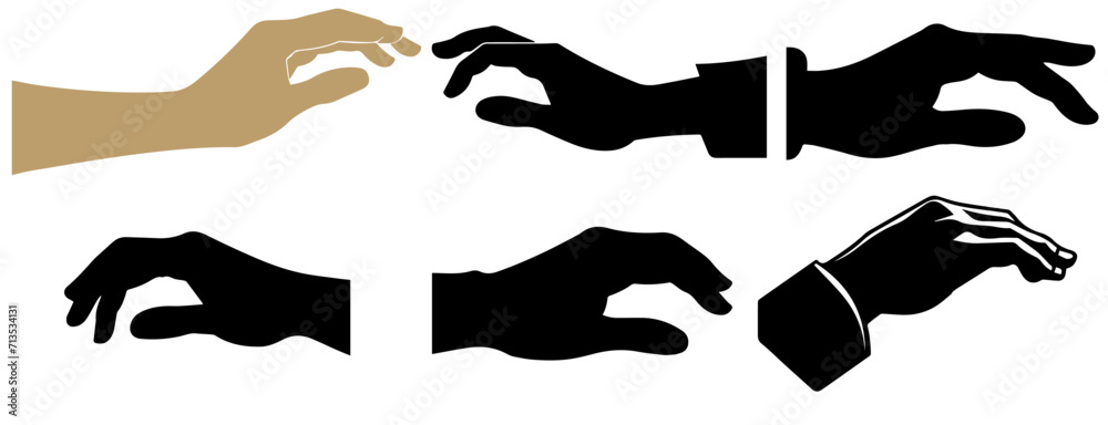 Hands with different gestures isolated on white background. Vector illustration Hands with different gestures isolated on white background. Vector illustration