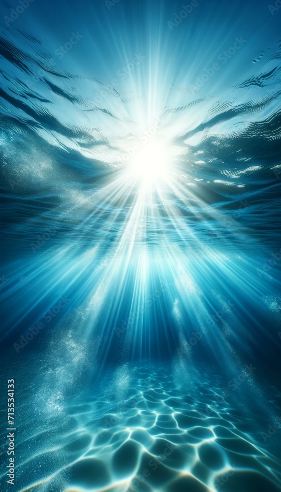 Underwater Sunlight Rays, Ocean Serenity Concept