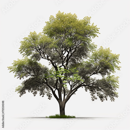 Honey locust tree isolated white background 