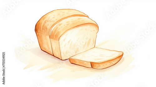 Bread, Cartoon drawing, Water color style, AI Generated