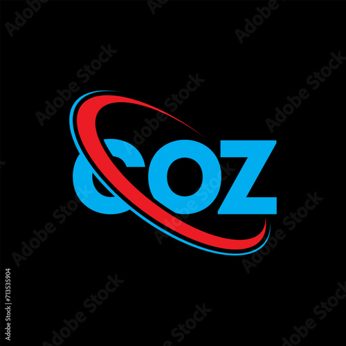 COZ logo. COZ letter. COZ letter logo design. Initials COZ logo linked with circle and uppercase monogram logo. COZ typography for technology, business and real estate brand.