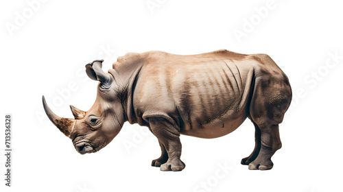 Majestic Rhinoceros Standing on White Background