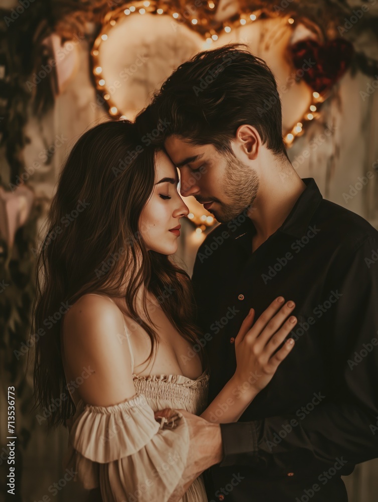 Couple exchanging caresses, in love, Valentine's Day, heart, love Couple exchanging caresses, in love, Valentine's Day, heart, love