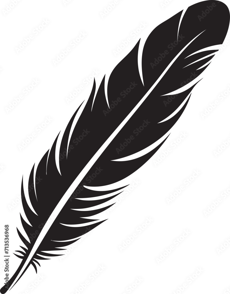 Fototapeta premium Whispering Plume Elegant Bird Icon Celestial Serenade Floating Feather Logo