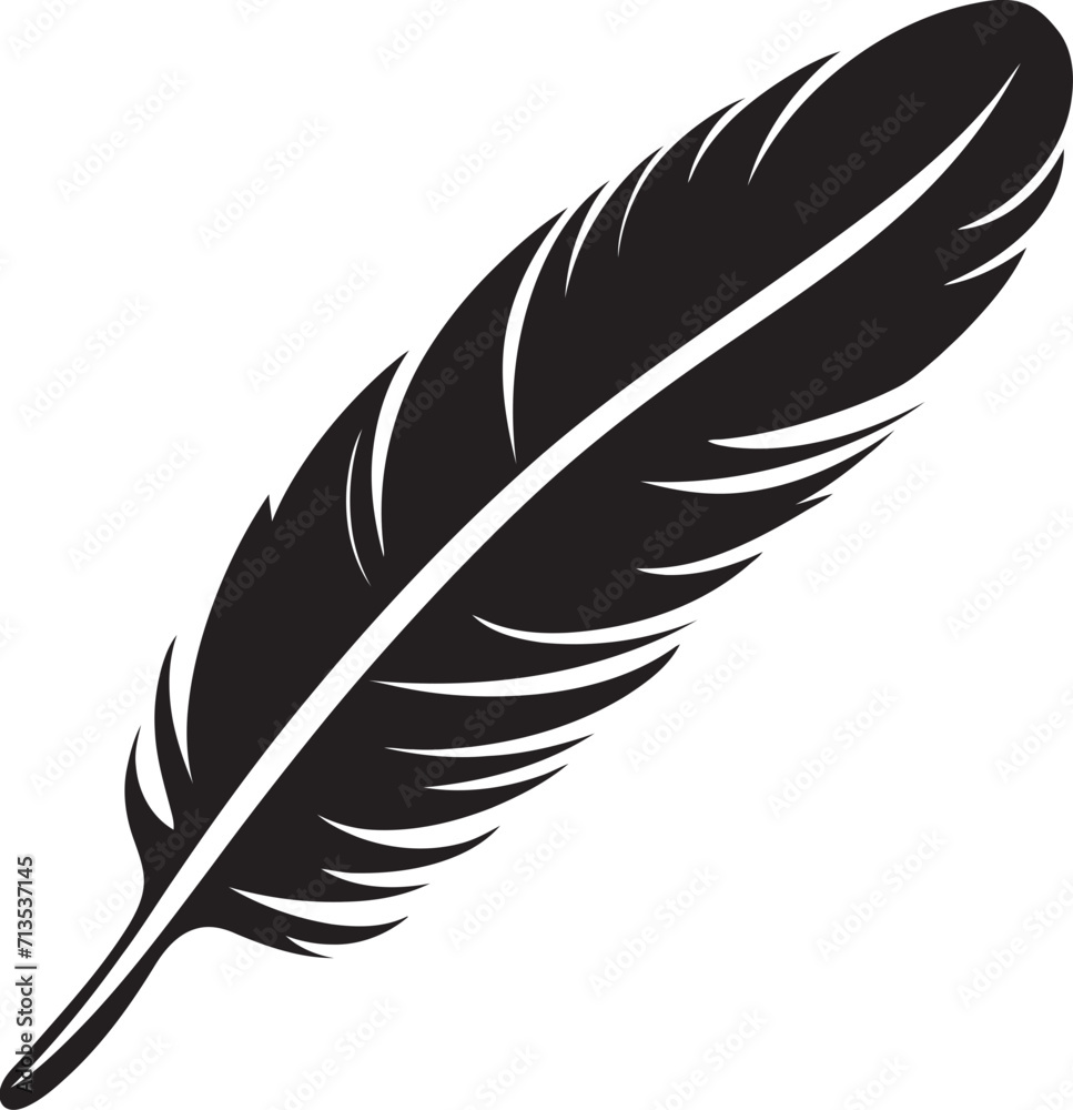 Fototapeta premium Ethereal Essence Floating Feather Symbol Avian Aria Elegant Bird Feather Emblem