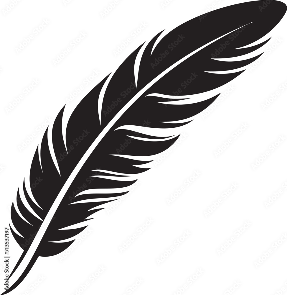 Fototapeta premium Celestial Cascade Elegant Feather Logo Feathered Odyssey Floating Plume Icon