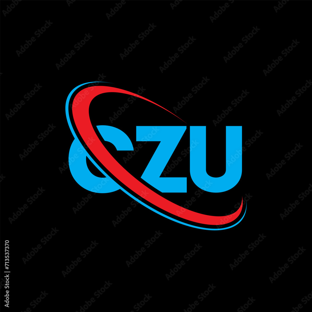 CZU logo. CZU letter. CZU letter logo design. Initials CZU logo linked with circle and uppercase monogram logo. CZU typography for technology, business and real estate brand. - obrazy, fototapety, plakaty 