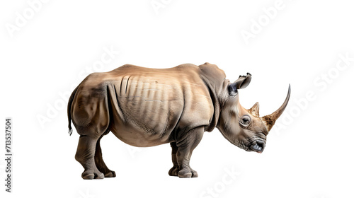 Majestic Rhinoceros Standing on a White Background