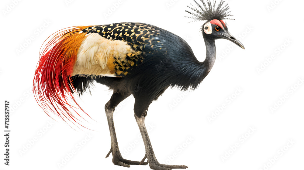 Tall Bird With Red Head and Long Legs Standing in the Grass Tall Bird With Red Head and Long Legs Standing in the Grass