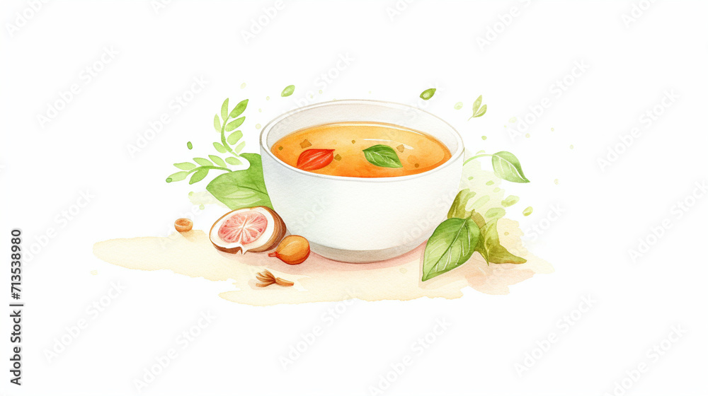 Soups, Cartoon drawing, Water color style, AI Generated Soups, Cartoon drawing, Water color style, AI Generated