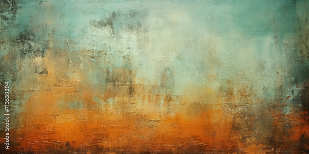 Artistic textured background merging cool green and warm orange tones, exuding a distressed, vintage charm Artistic textured background merging cool green and warm orange tones, exuding a distressed, vintage charm