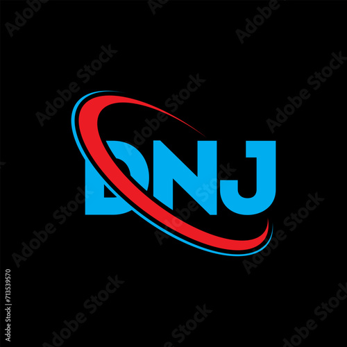 DNJ logo. DNJ letter. DNJ letter logo design. Initials DNJ logo linked with circle and uppercase monogram logo. DNJ typography for technology, business and real estate brand. photo