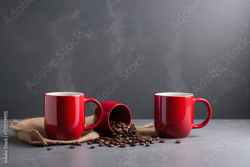 coffee cup on grey table