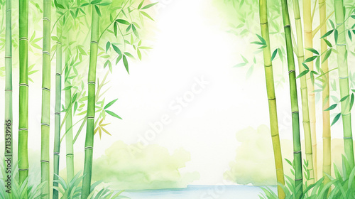 View of tranquil bamboo forest in Japan cartoon drawing  AI Generated