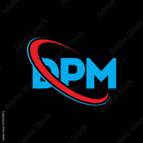 DPM logo. DPM letter. DPM letter logo design. Initials DPM logo linked with circle and uppercase monogram logo. DPM typography for technology, business and real estate brand. photo