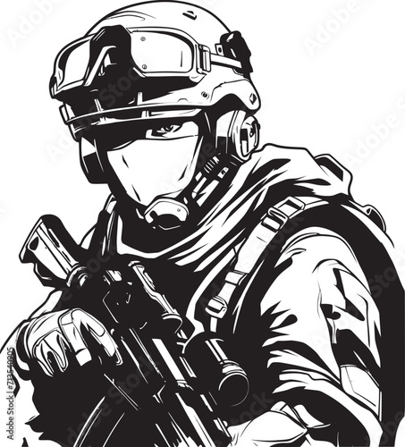 Biohazard Battleground Cyber Soldier Insignia Design Techno Legionnaire Vector Icon for Cyber Warfare