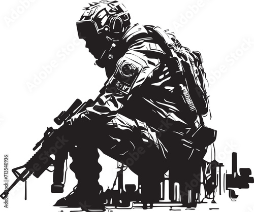 Quantum Recon Cyberpunk Soldier Badge in Pixels Electric Guardian Futuristic Soldier Emblem Design