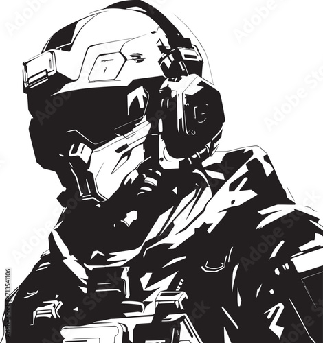 Techno Tactical Neon Bio Sync Soldier Vector Quantum Quasar Cybernetic Commando Insignia