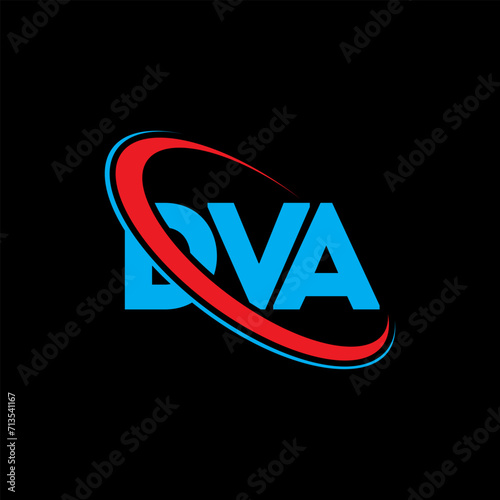 DVA logo. DVA letter. DVA letter logo design. Initials DVA logo linked with circle and uppercase monogram logo. DVA typography for technology, business and real estate brand.