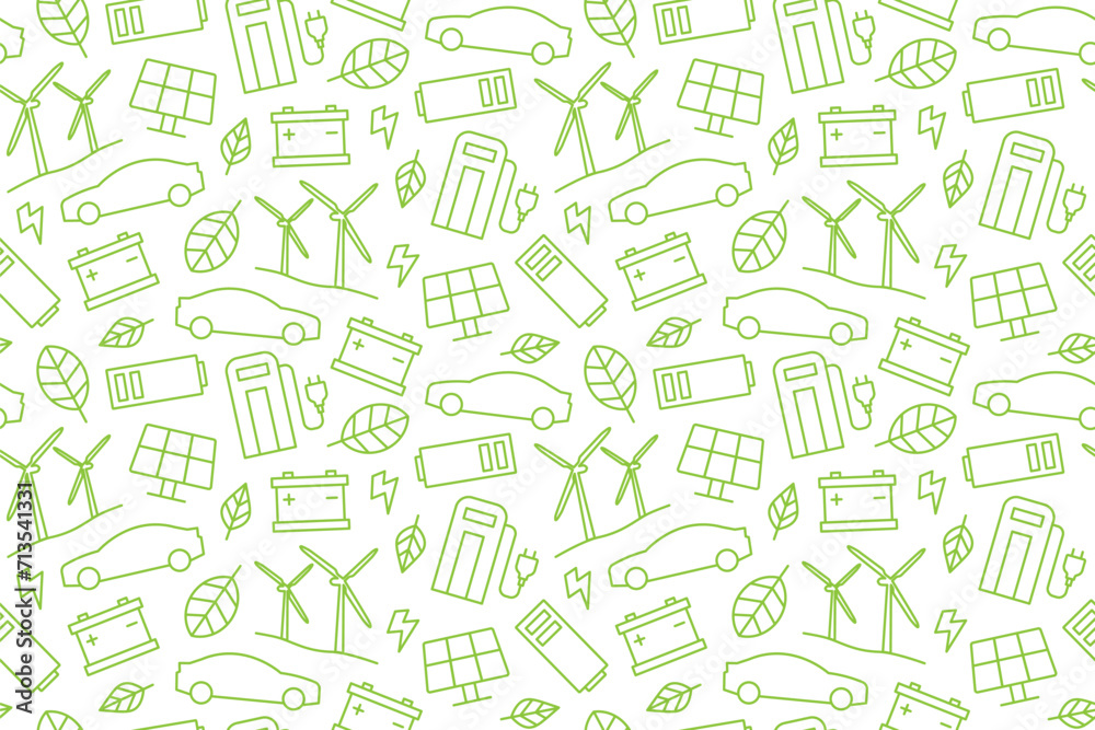 electric car from renewable energy sources seamless pattern- vector illustration electric car from renewable energy sources seamless pattern- vector illustration