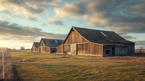 Beautiful Dutch Agricultural Landscape with Three Giant Barns