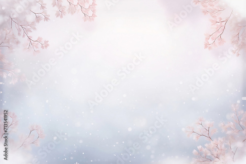 Wallpaper background with snowflakes and soft brown branches. Winter concept.