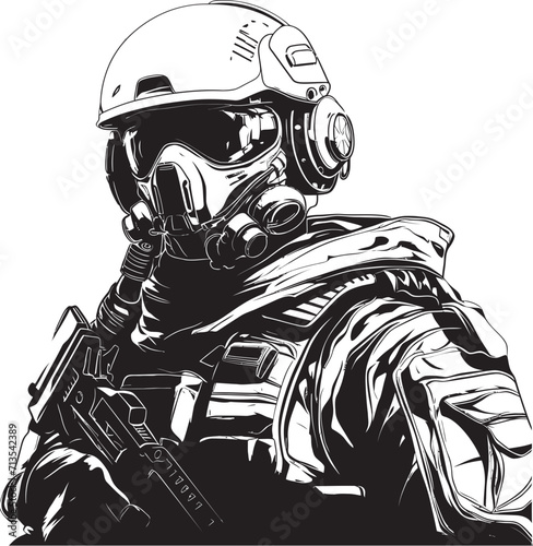 Techno Legionnaire Vector Icon for Cyber Warfare Quantum Recon Cyber Soldier Badge in Pixels