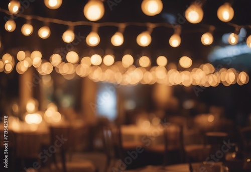 Blurred background of restaurant with abstract bokeh light Lights decoration Party Event Festival Ho © ArtisticLens