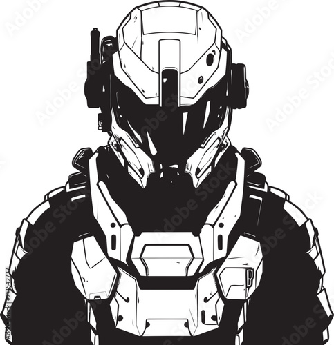 Tactical Technophile Iconic Vector Logo for Cybernetic Warriors Electric Enforcer Cyber Soldier Insignia Design
