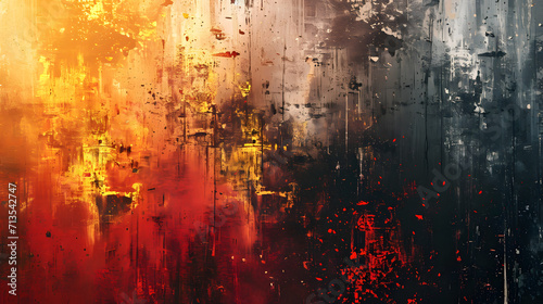 Abstract Painting in Red, Yellow, and Black Colors