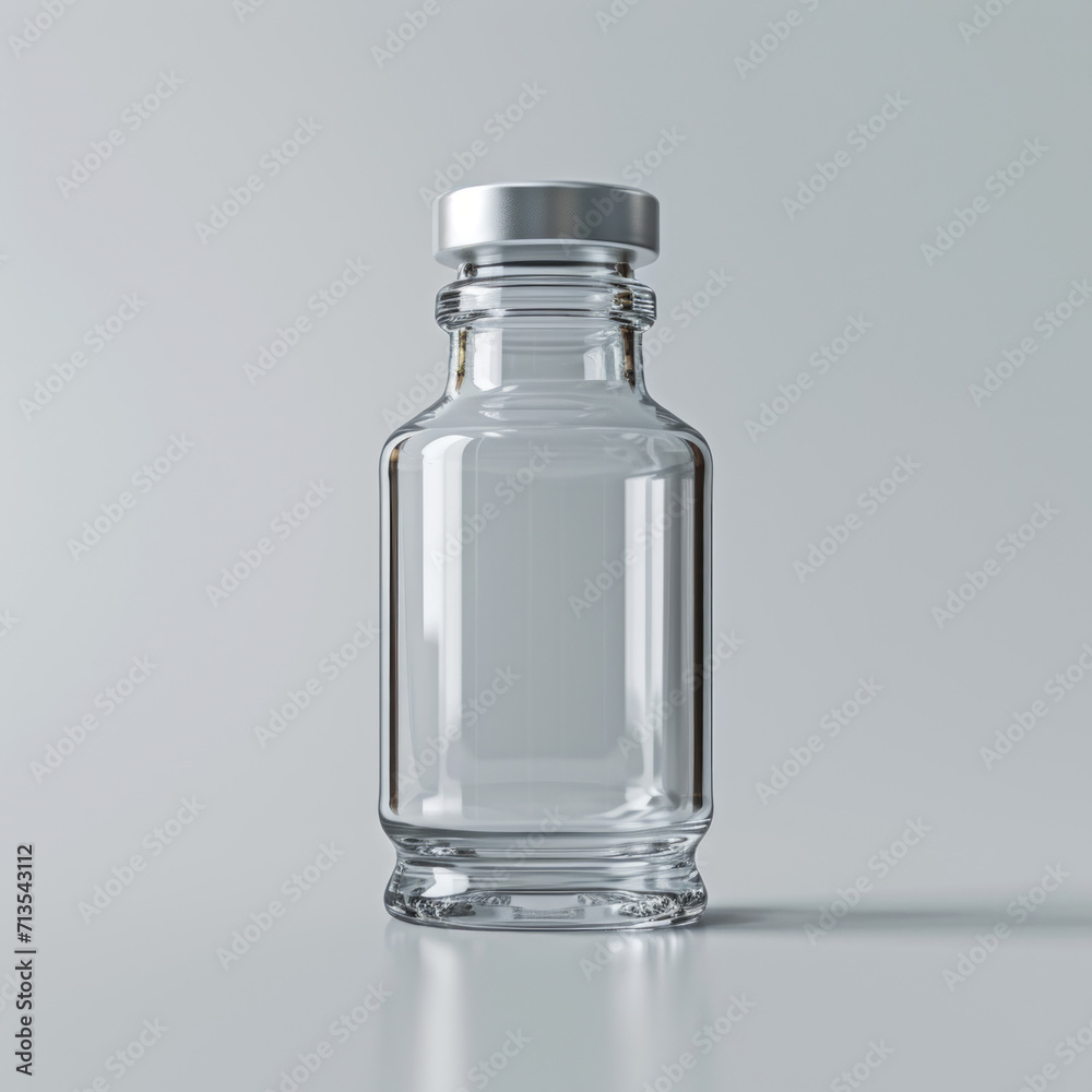 Mockup of modern medical glass bottle, phial, vial