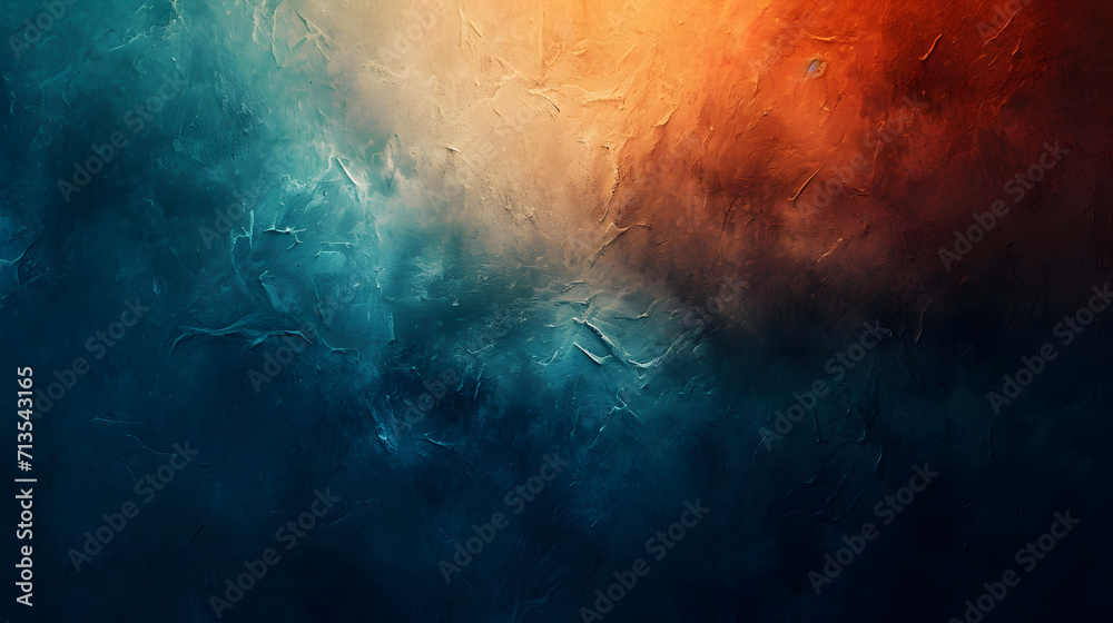 Fototapeta premium Abstract Painting, Blue and Orange Colors Exploding in Harmony