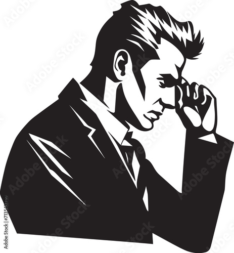 Puzzle of Sorrow Vector Icon of a Troubled Mind Melancholic Maze Emblem of a Head scratching Persona